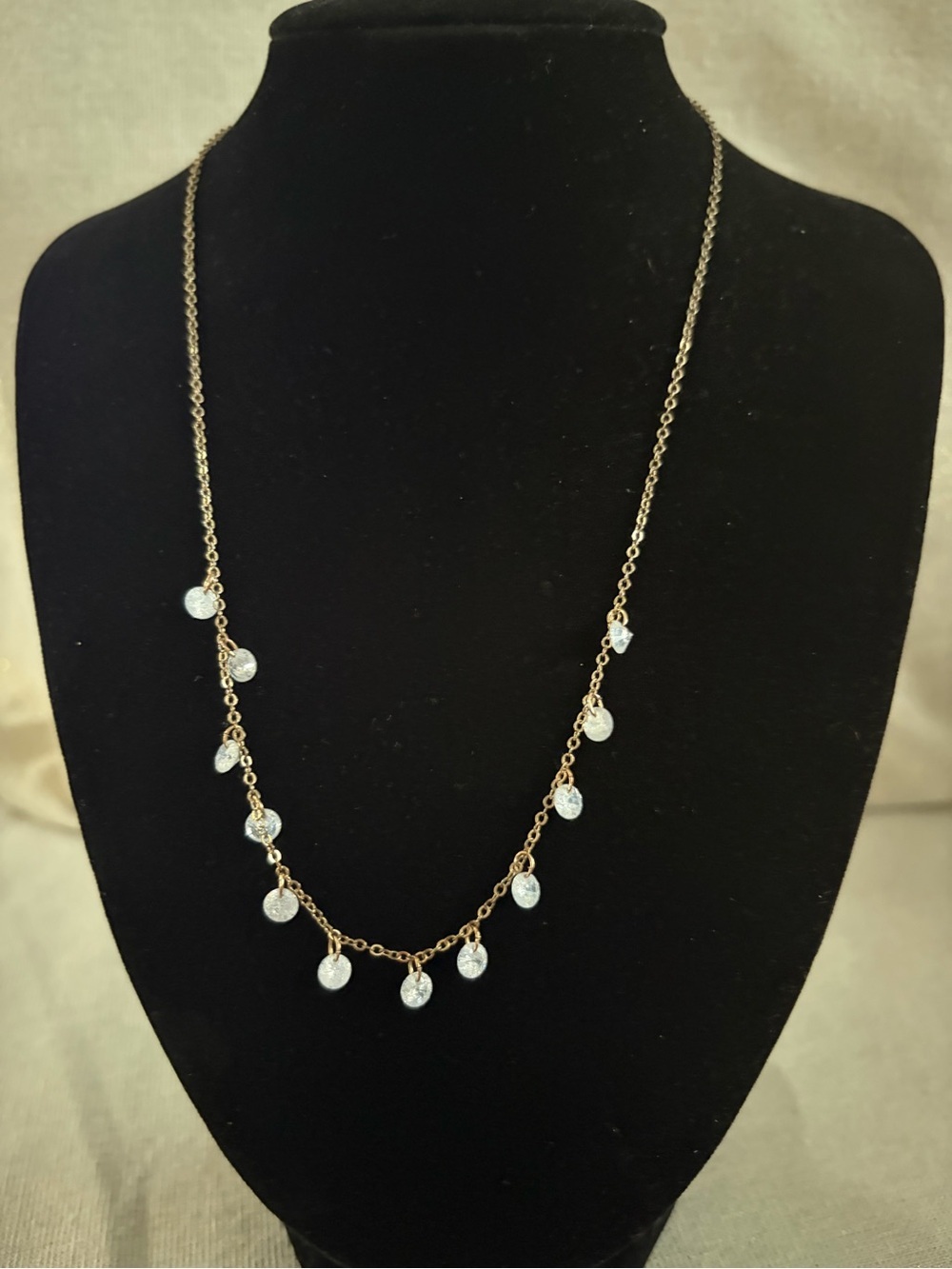 Gold Chain Necklace with Clear Crystal Drops - Women Jewelry